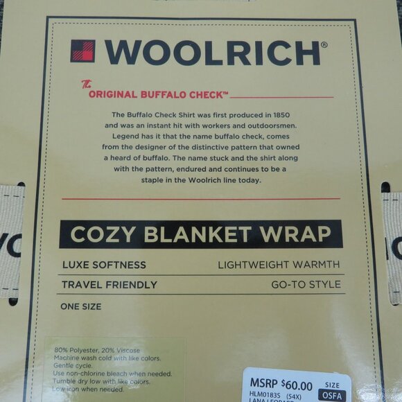 Woolrich Cozy Blanket Wrap In Lana Leopard Design NWT $60 - Picture 4 of 4